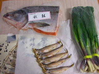 鮭、ししゃも、行者ニンニクセット