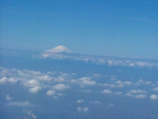 機内からみる富士山